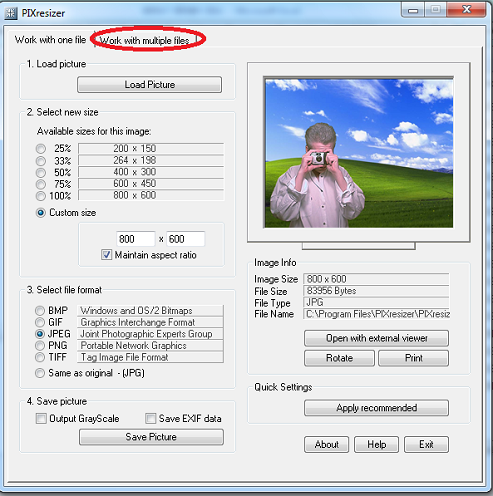 PIXresizer, aplikasi memperkecil file foto