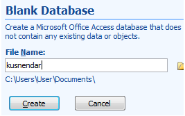 create database m Access