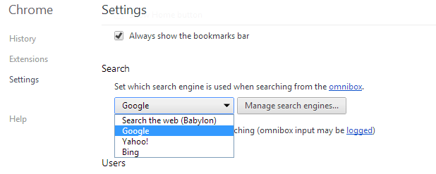 setting browser Chrome