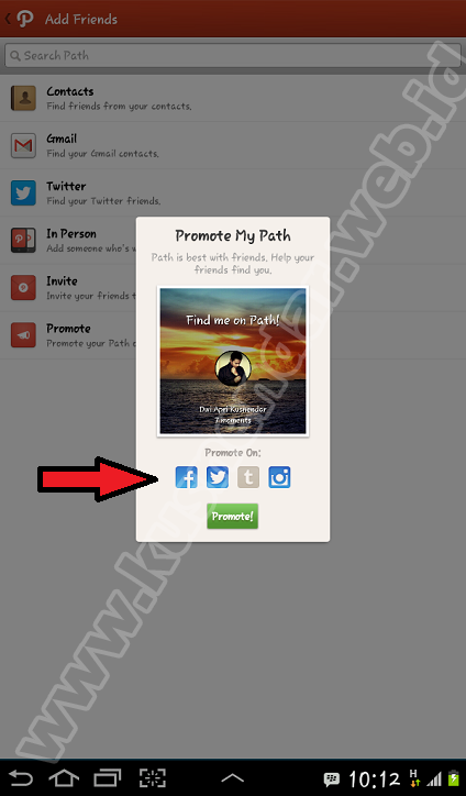 Promosikan akun Path di FB, Twitter, Tumblr dan Instagram