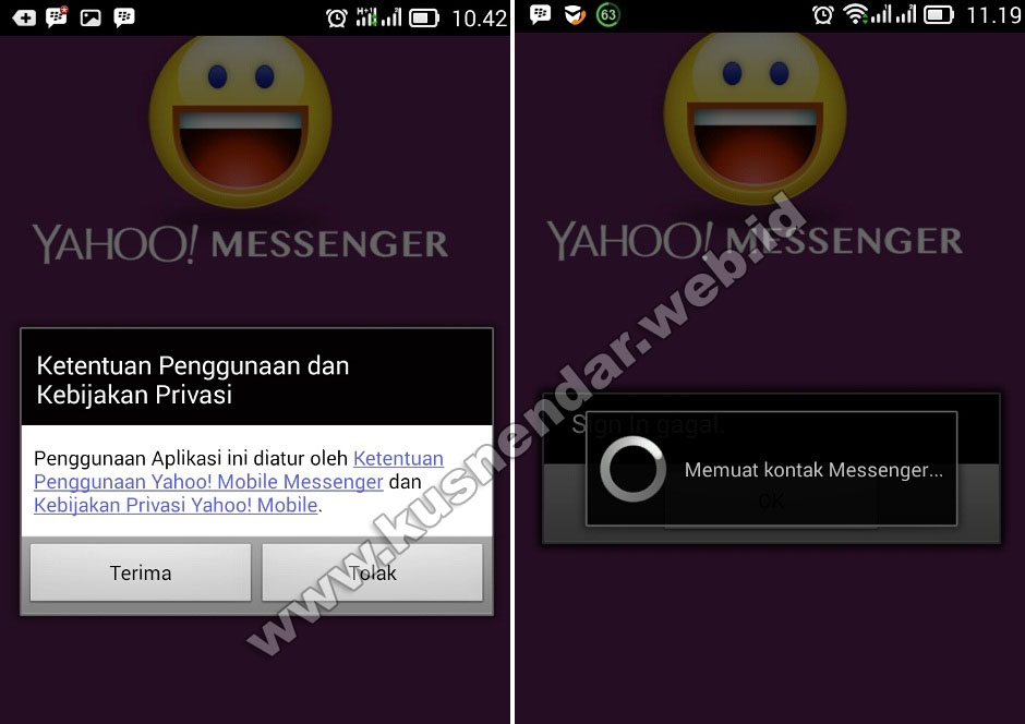 Login ke Aplikasi Yahoo Messenger di Android