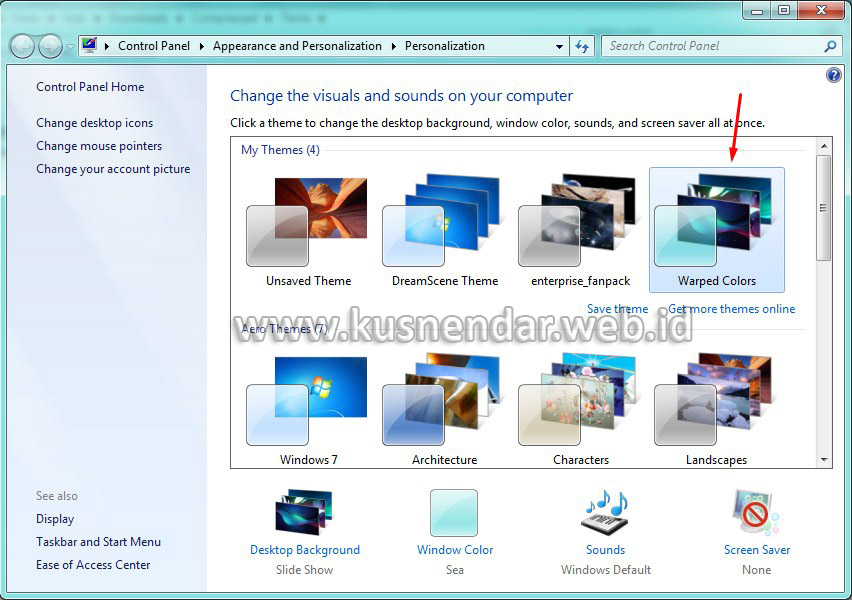 Install paket tema Windows 7 Komputer