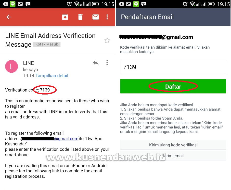 verifikasi email untuk akun baru line