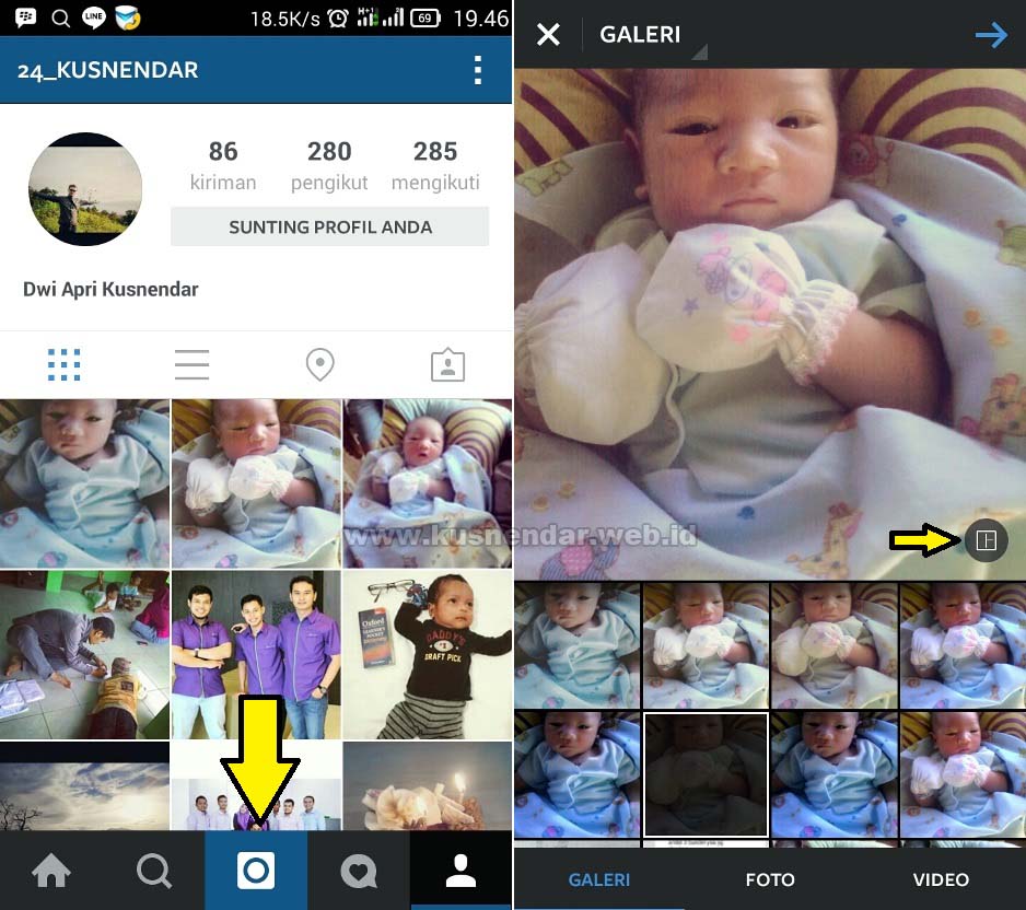 langkah menggabungkan foto di Instagram