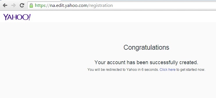 berhasil register Yahoo mail