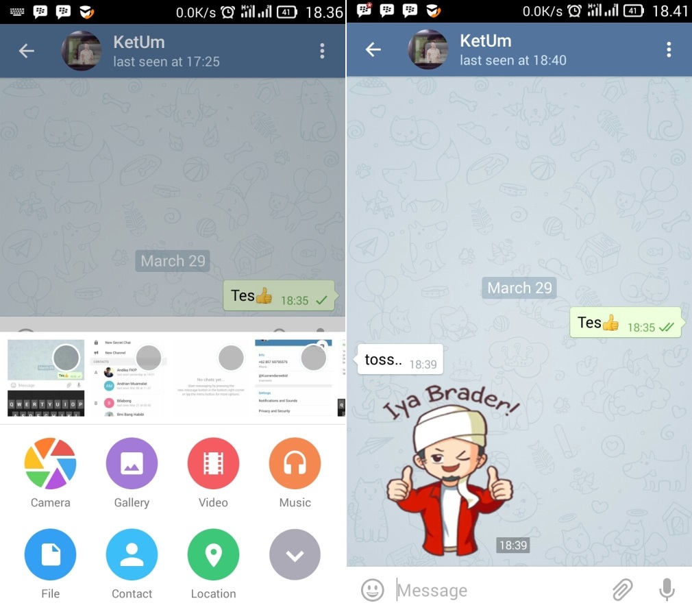 tampilan aplikasi Telegram