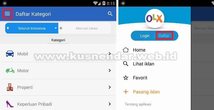 Daftar Register OLX Android