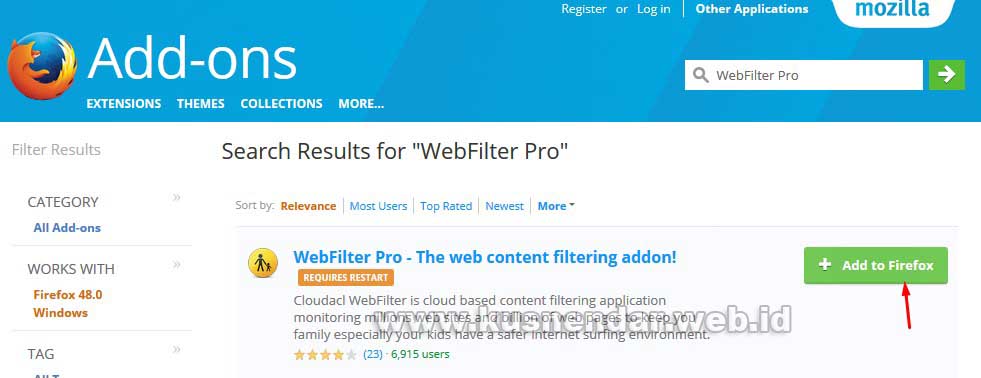 WebFilter Add to FireFox