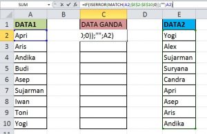 Cara memunculkan data mana saja yang sama di Excel dari dua data